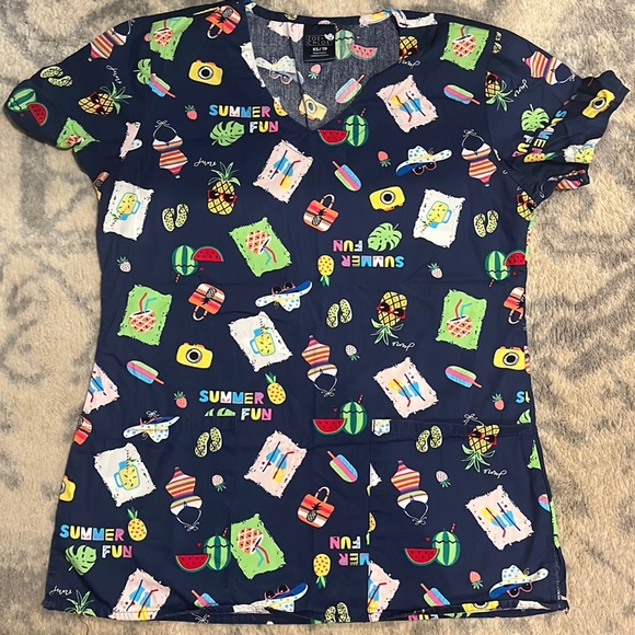 “Summer Fun” Scrub Top - Picture 1 of 1